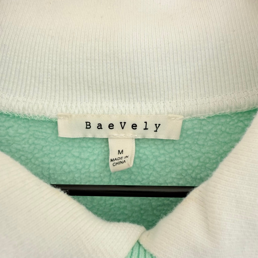 BaeVely Men’s Mint Green Graphic Collared Sweatshirt Size Medium - Picture 6 of 7